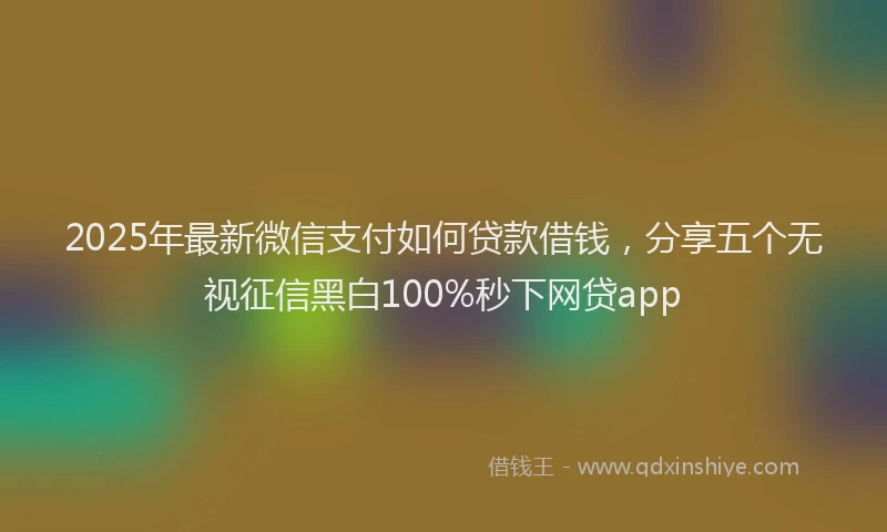 2025年最新微信支付如何贷款借钱，分享五个无视征信黑白100%秒下网贷app