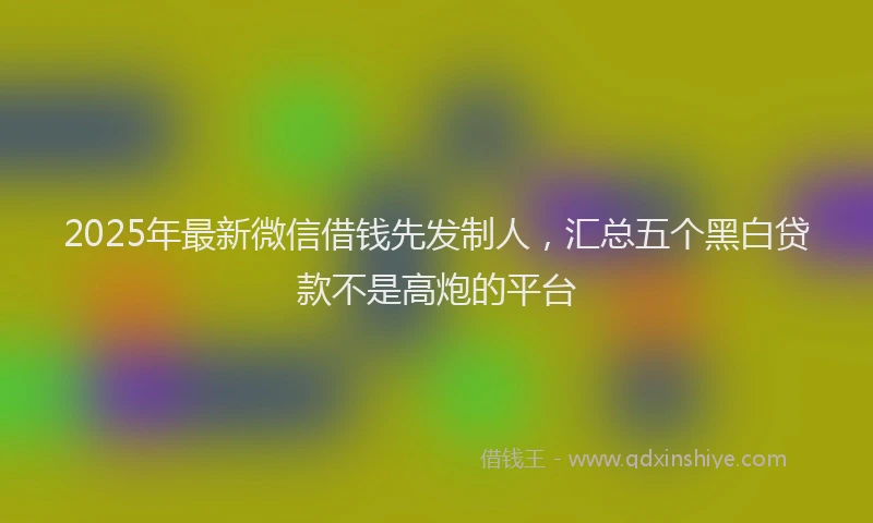 2025年最新微信借钱先发制人，汇总五个黑白贷款不是高炮的平台