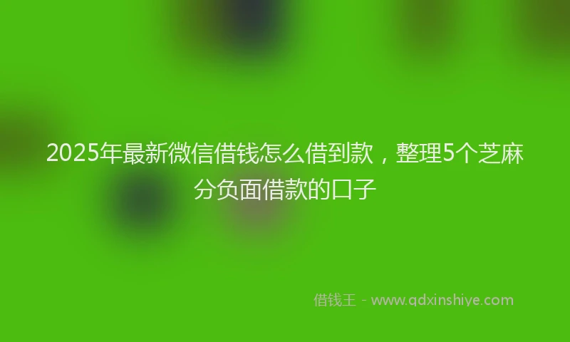 2025年最新微信借钱怎么借到款，整理5个芝麻分负面借款的口子