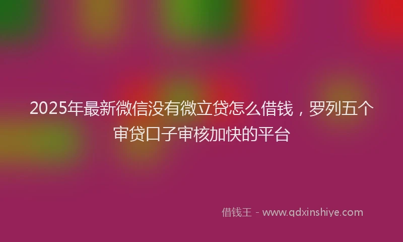 2025年最新微信没有微立贷怎么借钱，罗列五个审贷口子审核加快的平台