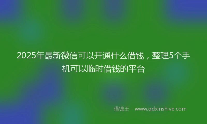 2025年最新微信可以开通什么借钱，整理5个手机可以临时借钱的平台