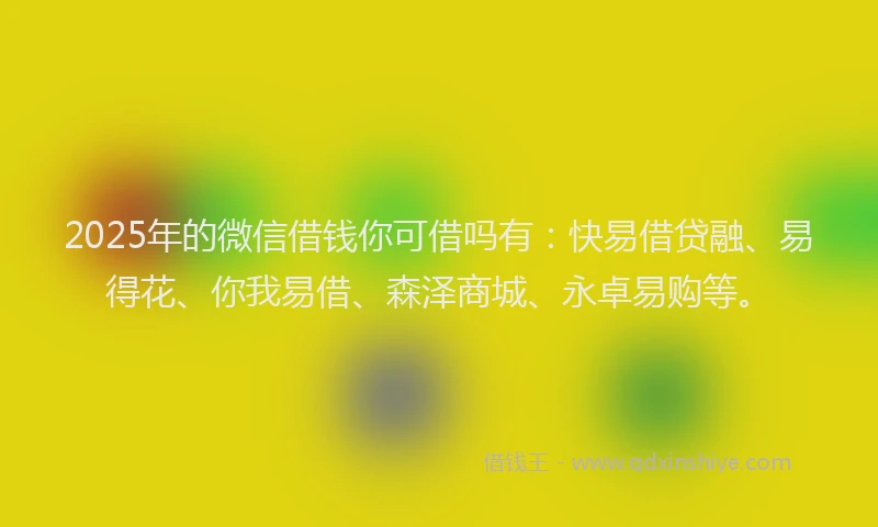2025年的微信借钱你可借吗有：快易借贷融、易得花、你我易借、森泽商城、永卓易购等。