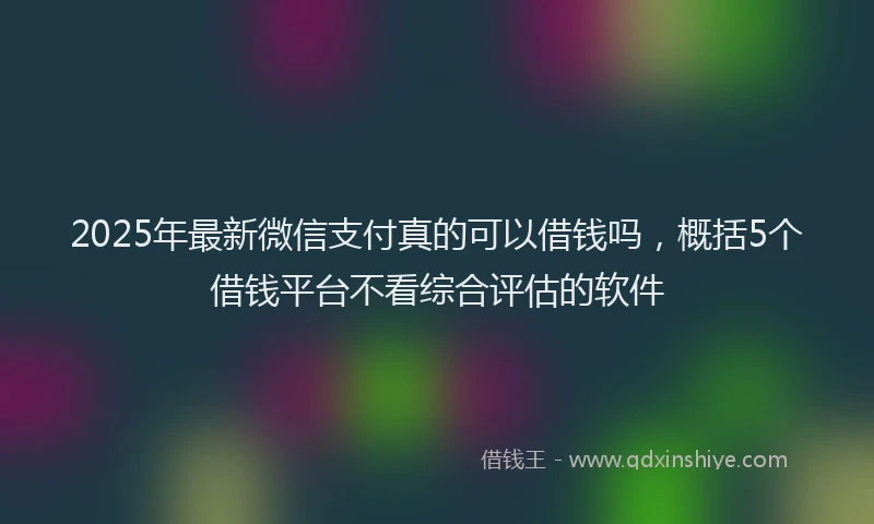 2025年最新微信支付真的可以借钱吗，概括5个借钱平台不看综合评估的软件