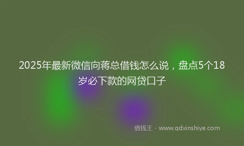 2025年最新微信向蒋总借钱怎么说，盘点5个18岁必下款的网贷口子