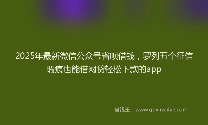 2025年最新微信公众号省呗借钱，罗列五个征信瑕疵也能借网贷轻松下款的app