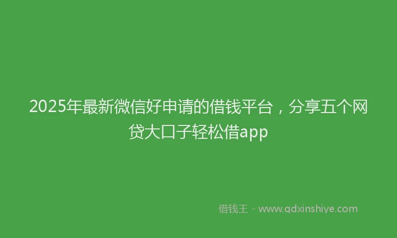 2025年最新微信好申请的借钱平台，分享五个网贷大口子轻松借app