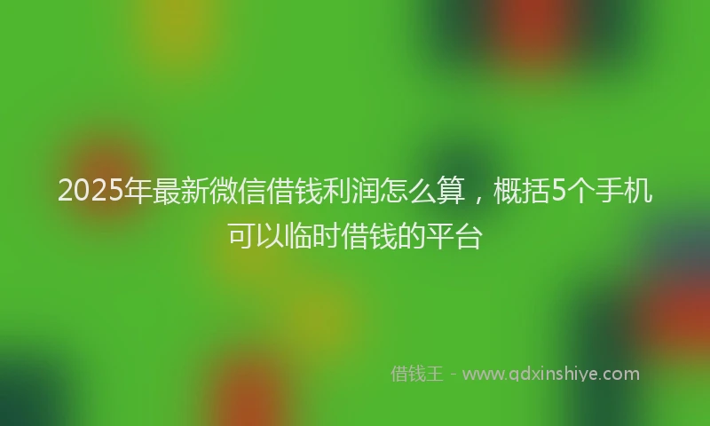 2025年最新微信借钱利润怎么算，概括5个手机可以临时借钱的平台