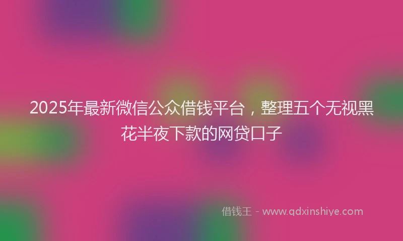 2025年最新微信公众借钱平台，整理五个无视黑花半夜下款的网贷口子