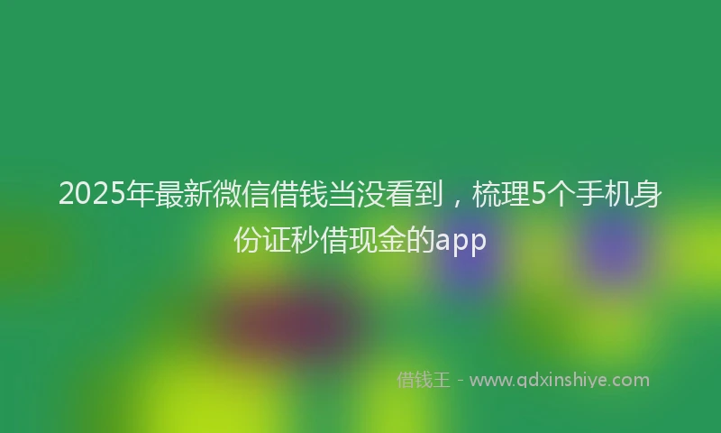 2025年最新微信借钱当没看到，梳理5个手机身份证秒借现金的app