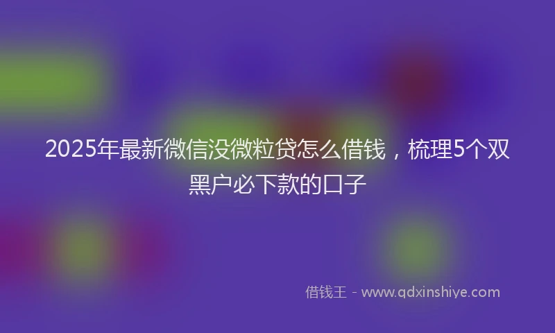 2025年最新微信没微粒贷怎么借钱，梳理5个双黑户必下款的口子