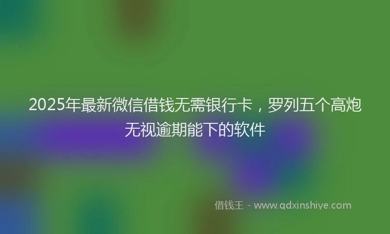 2025年最新微信借钱无需银行卡，罗列五个高炮无视逾期能下的软件
