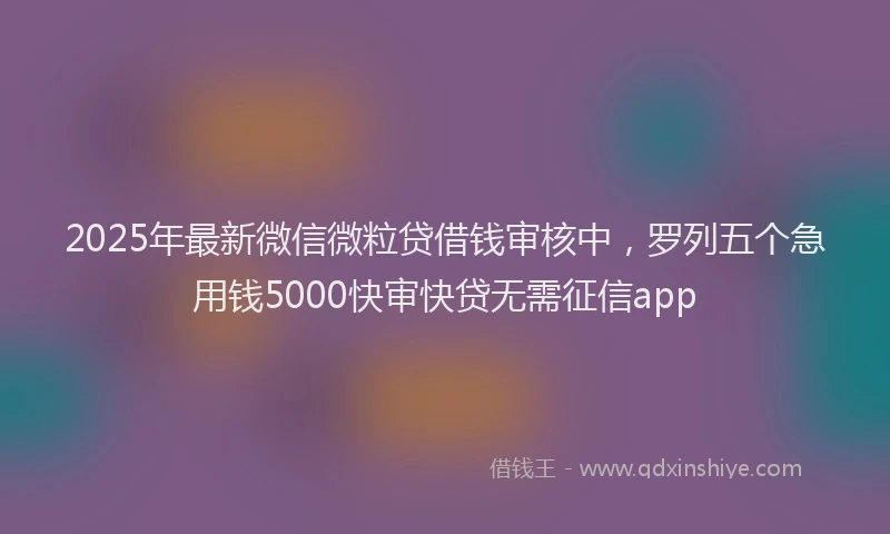 2025年最新微信微粒贷借钱审核中，罗列五个急用钱5000快审快贷无需征信app