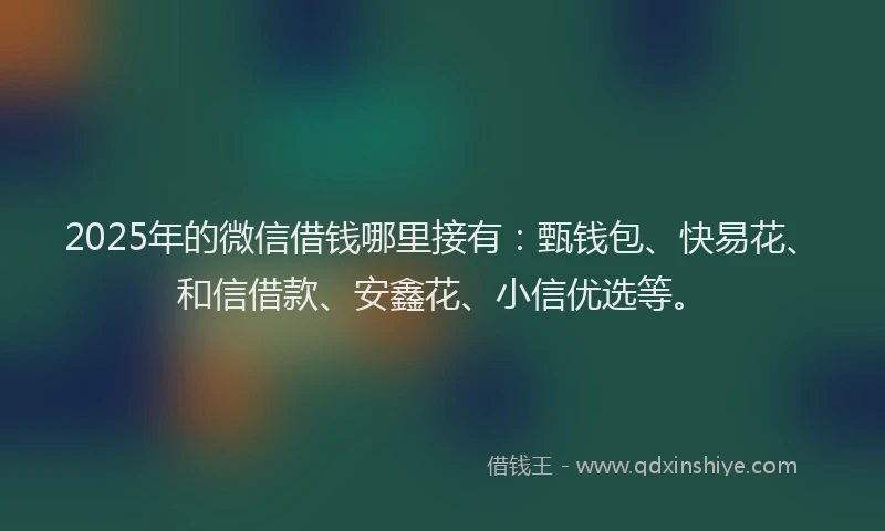 2025年的微信借钱哪里接有：甄钱包、快易花、和信借款、安鑫花、小信优选等。