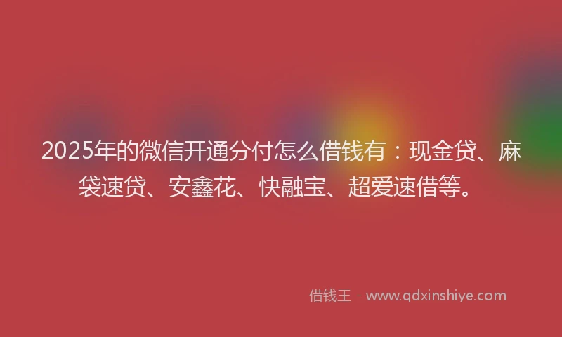 2025年的微信开通分付怎么借钱有：现金贷、麻袋速贷、安鑫花、快融宝、超爱速借等。