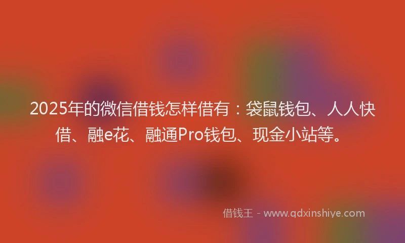 2025年的微信借钱怎样借有：袋鼠钱包、人人快借、融e花、融通Pro钱包、现金小站等。