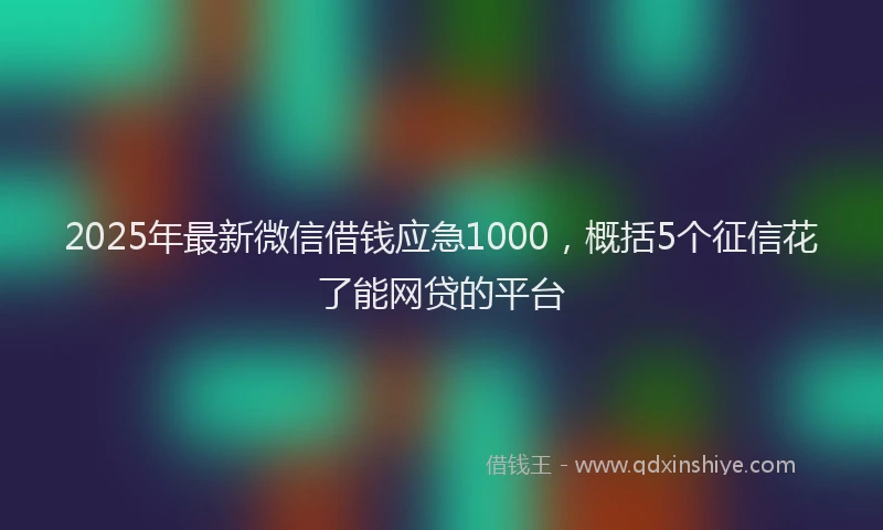 2025年最新微信借钱应急1000，概括5个征信花了能网贷的平台