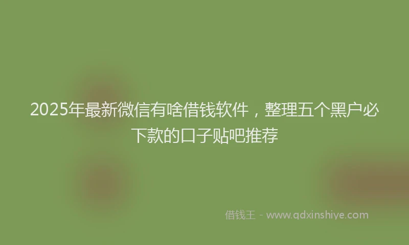 2025年最新微信有啥借钱软件，整理五个黑户必下款的口子贴吧推荐