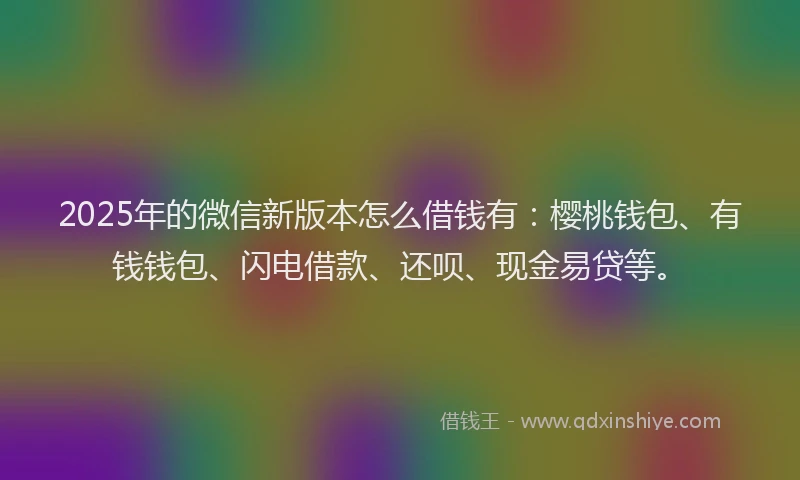 2025年的微信新版本怎么借钱有：樱桃钱包、有钱钱包、闪电借款、还呗、现金易贷等。