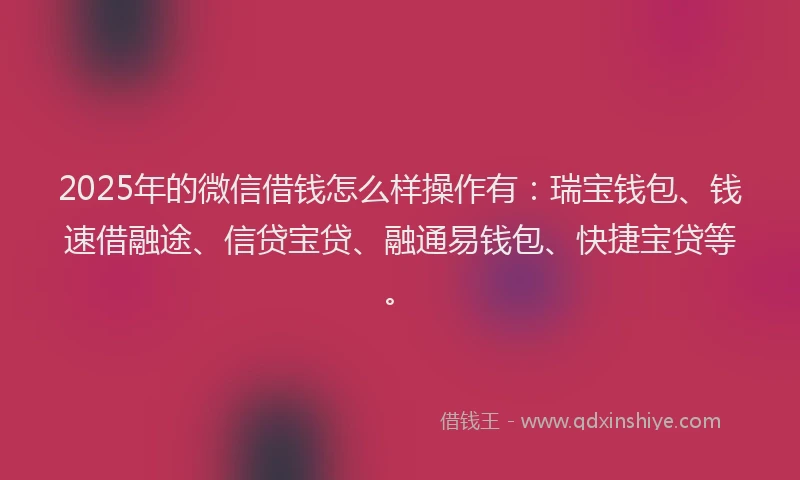 2025年的微信借钱怎么样操作有：瑞宝钱包、钱速借融途、信贷宝贷、融通易钱包、快捷宝贷等。