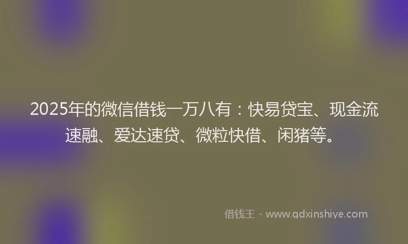 2025年的微信借钱一万八有：快易贷宝、现金流速融、爱达速贷、微粒快借、闲猪等。