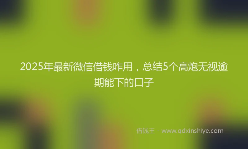 2025年最新微信借钱咋用，总结5个高炮无视逾期能下的口子
