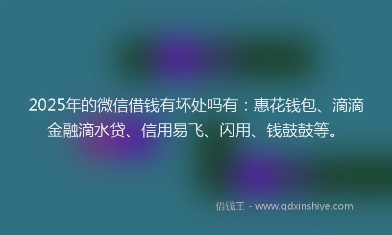 2025年的微信借钱有坏处吗有：惠花钱包、滴滴金融滴水贷、信用易飞、闪用、钱鼓鼓等。