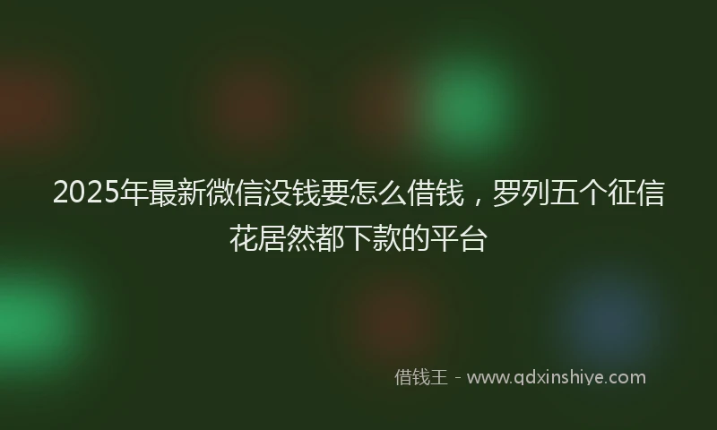 2025年最新微信没钱要怎么借钱，罗列五个征信花居然都下款的平台