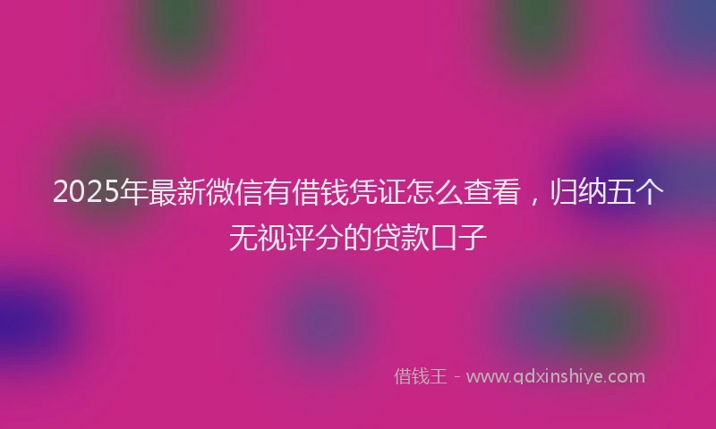 2025年最新微信有借钱凭证怎么查看，归纳五个无视评分的贷款口子