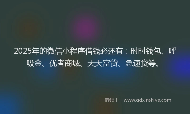 2025年的微信小程序借钱必还有：时时钱包、呼吸金、优者商城、天天富贷、急速贷等。