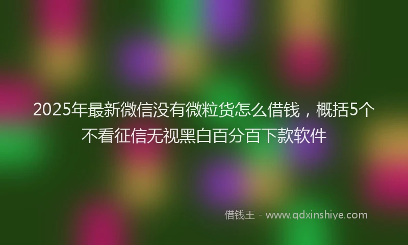2025年最新微信没有微粒货怎么借钱，概括5个不看征信无视黑白百分百下款软件