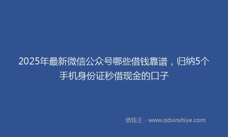 2025年最新微信公众号哪些借钱靠谱，归纳5个手机身份证秒借现金的口子
