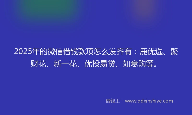 2025年的微信借钱款项怎么发齐有：鹿优选、聚财花、新一花、优投易贷、如意购等。