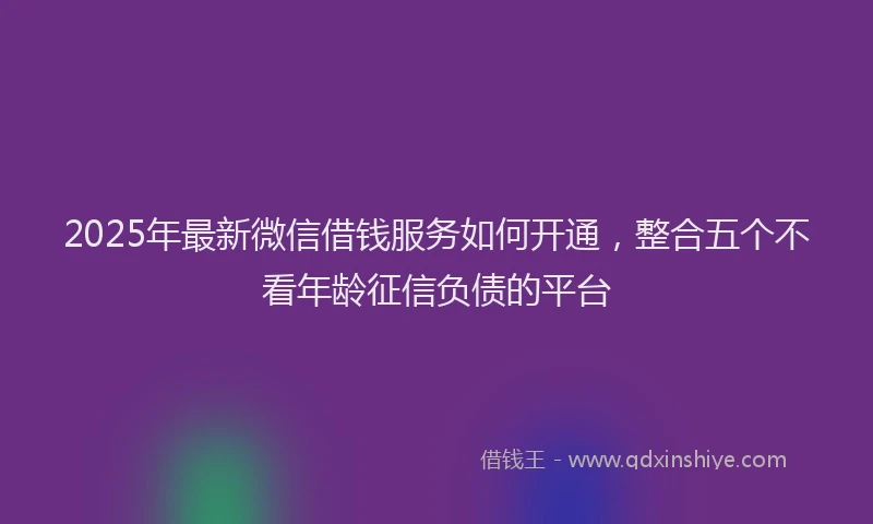 2025年最新微信借钱服务如何开通，整合五个不看年龄征信负债的平台