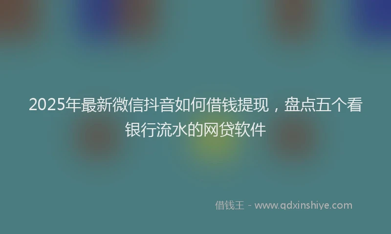 2025年最新微信抖音如何借钱提现，盘点五个看银行流水的网贷软件
