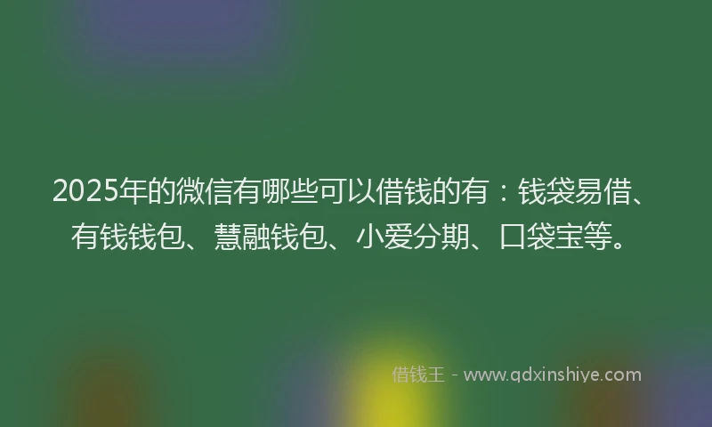 2025年的微信有哪些可以借钱的有：钱袋易借、有钱钱包、慧融钱包、小爱分期、口袋宝等。