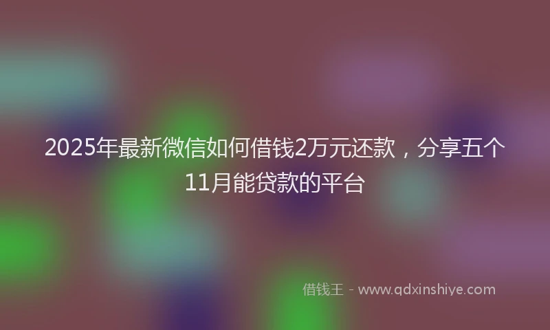 2025年最新微信如何借钱2万元还款，分享五个11月能贷款的平台