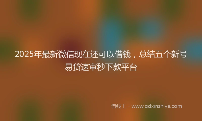 2025年最新微信现在还可以借钱，总结五个新号易贷速审秒下款平台