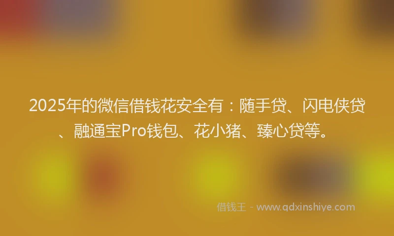 2025年的微信借钱花安全有：随手贷、闪电侠贷、融通宝Pro钱包、花小猪、臻心贷等。