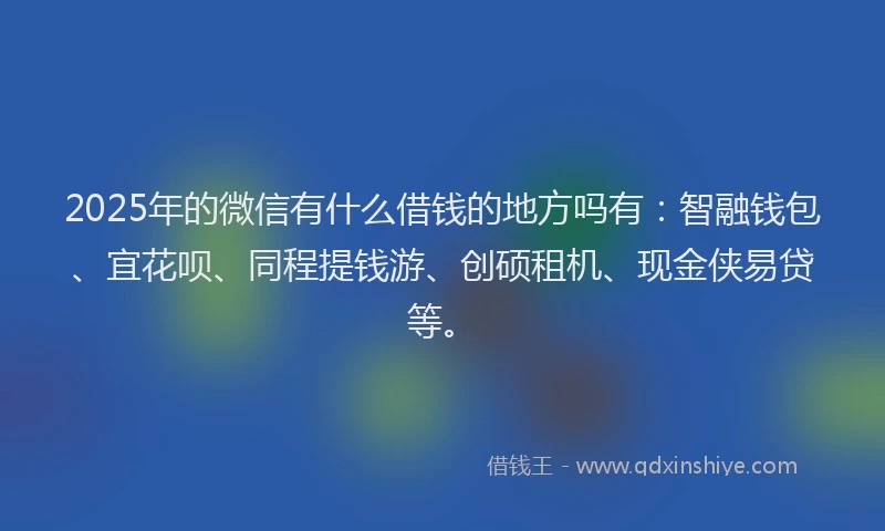 2025年的微信有什么借钱的地方吗有：智融钱包、宜花呗、同程提钱游、创硕租机、现金侠易贷等。