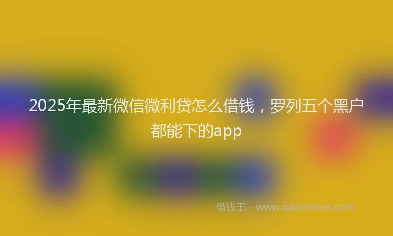 2025年最新微信微利贷怎么借钱，罗列五个黑户都能下的app