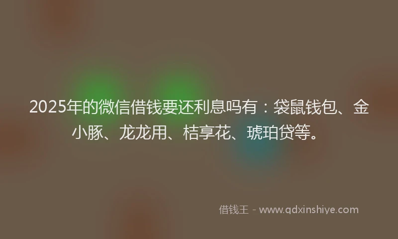 2025年的微信借钱要还利息吗有：袋鼠钱包、金小豚、龙龙用、桔享花、琥珀贷等。