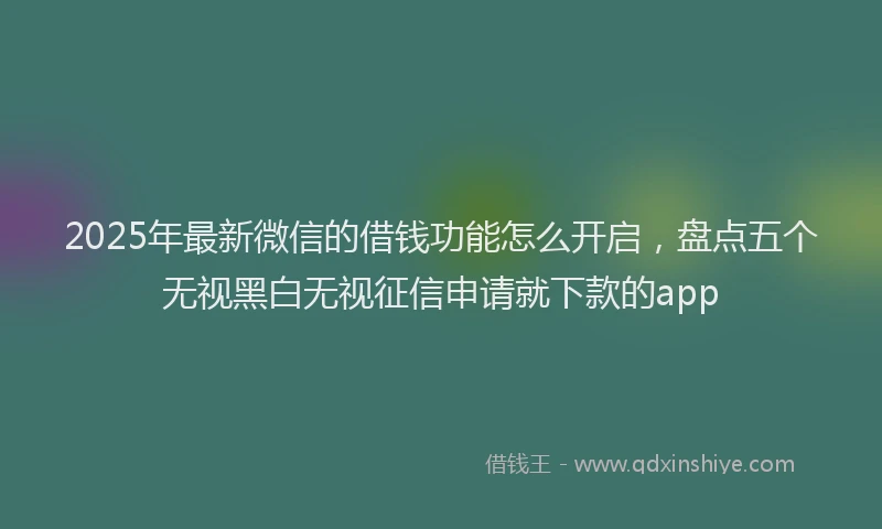 2025年最新微信的借钱功能怎么开启，盘点五个无视黑白无视征信申请就下款的app