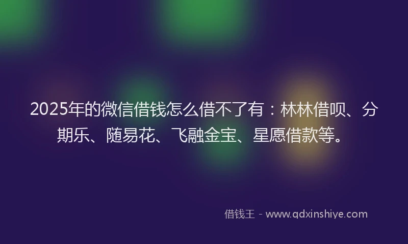 2025年的微信借钱怎么借不了有：林林借呗、分期乐、随易花、飞融金宝、星愿借款等。