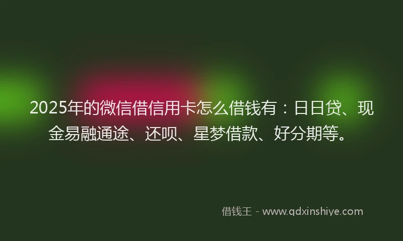2025年的微信借信用卡怎么借钱有：日日贷、现金易融通途、还呗、星梦借款、好分期等。