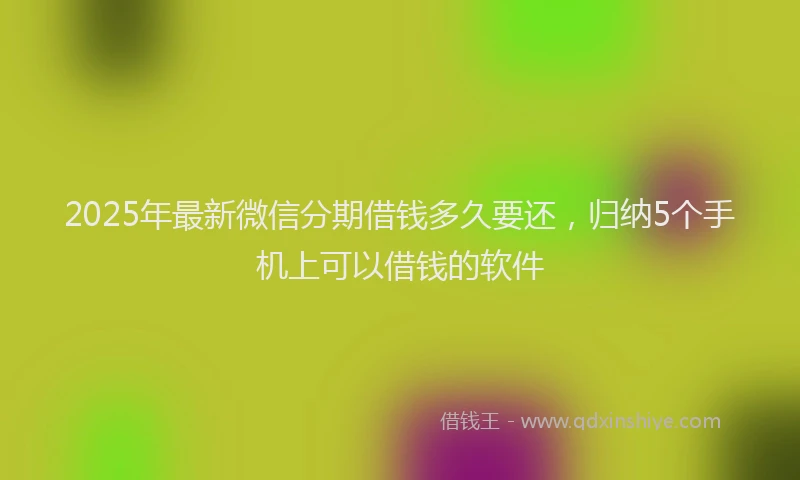 2025年最新微信分期借钱多久要还，归纳5个手机上可以借钱的软件
