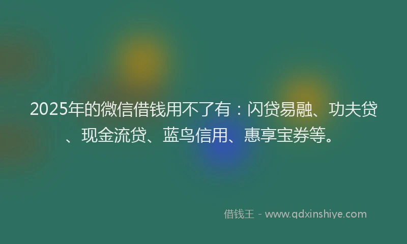 2025年的微信借钱用不了有：闪贷易融、功夫贷、现金流贷、蓝鸟信用、惠享宝券等。