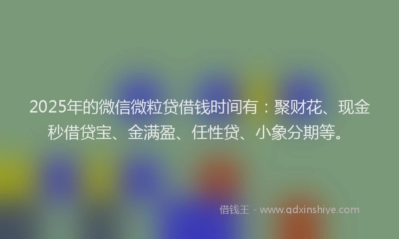 2025年的微信微粒贷借钱时间有：聚财花、现金秒借贷宝、金满盈、任性贷、小象分期等。