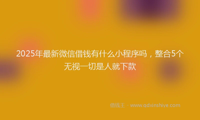 2025年最新微信借钱有什么小程序吗，整合5个无视一切是人就下款
