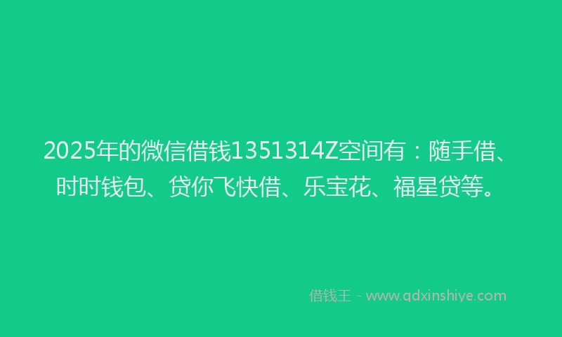 2025年的微信借钱1351314Z空间有：随手借、时时钱包、贷你飞快借、乐宝花、福星贷等。