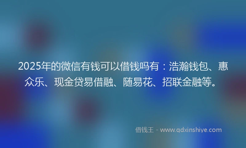 2025年的微信有钱可以借钱吗有：浩瀚钱包、惠众乐、现金贷易借融、随易花、招联金融等。